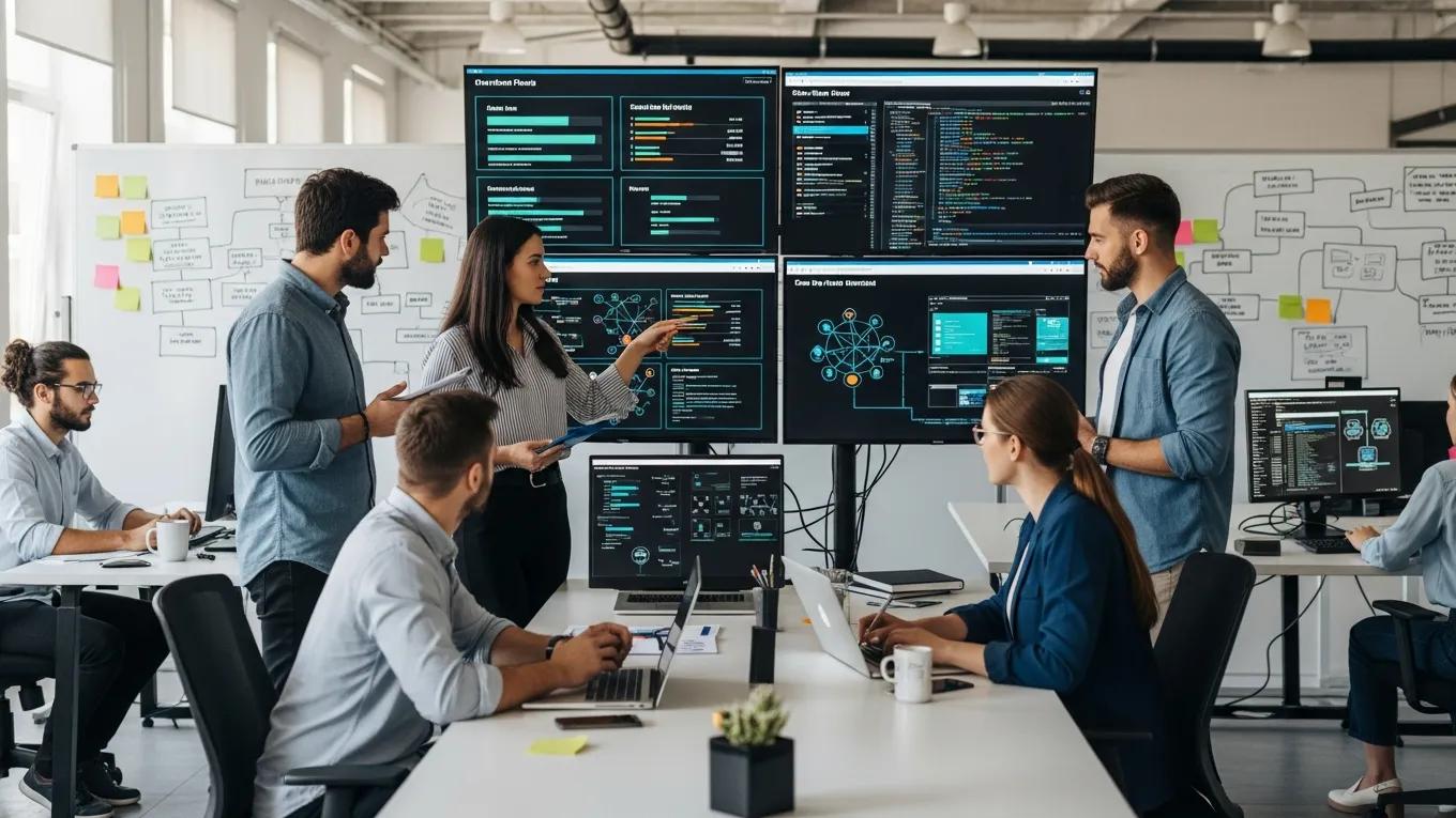 Team implementing strategies to minimize downtime during e-commerce transition