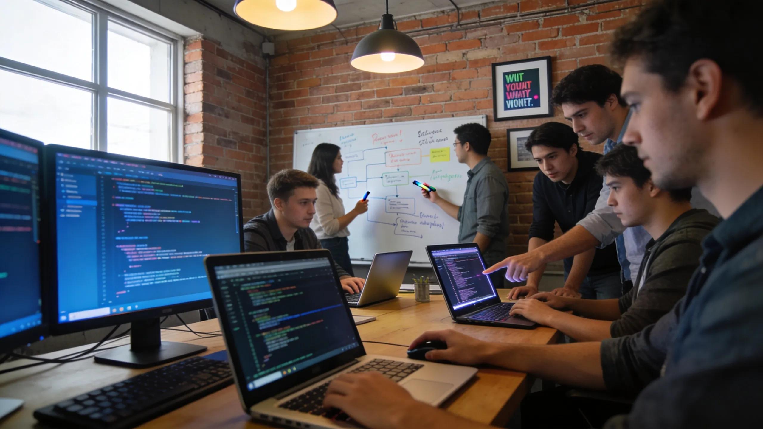 Team of software developers engaged in custom B2B e-commerce solutions development