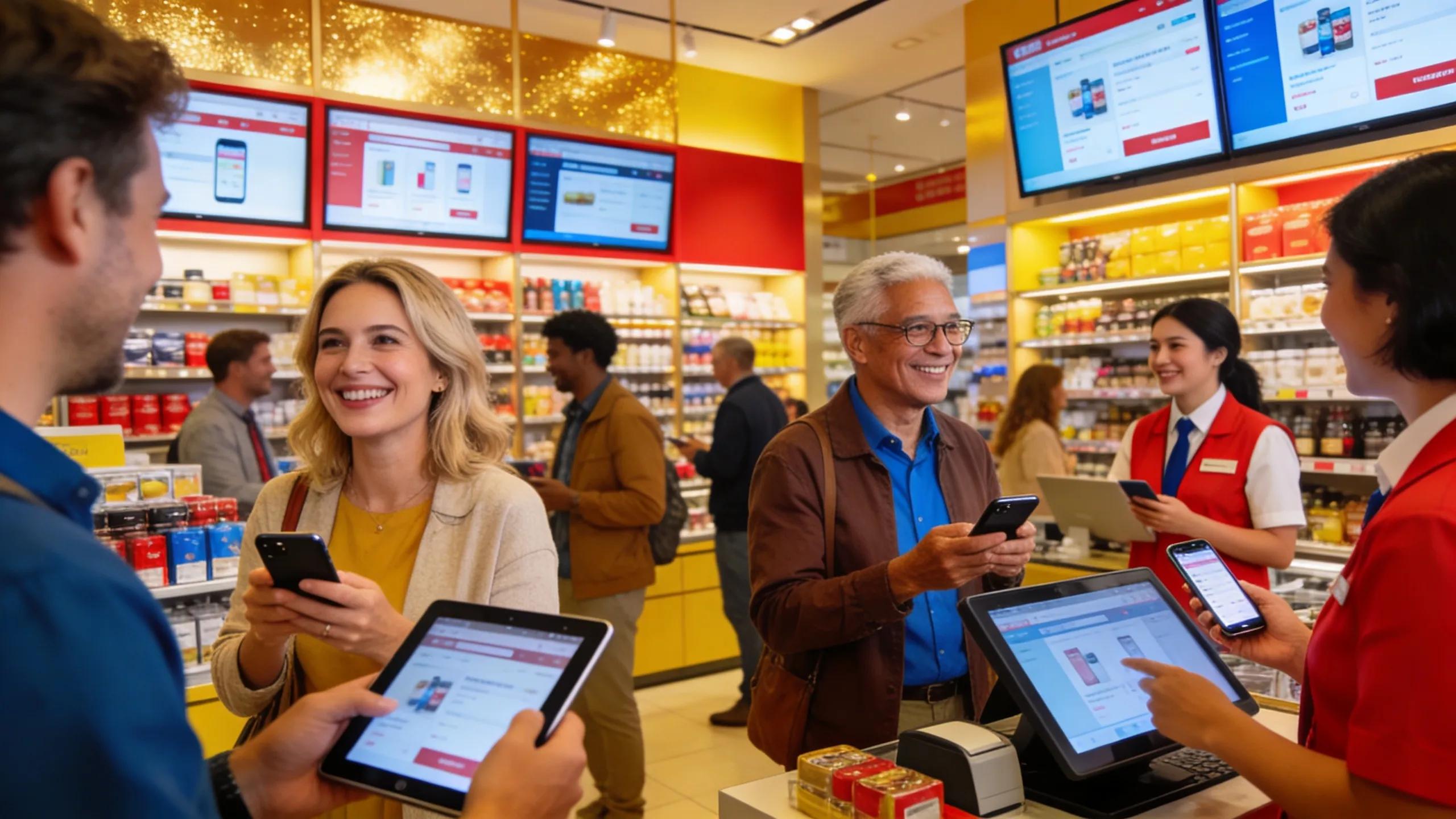 Engaged customers across various commerce channels in a retail setting