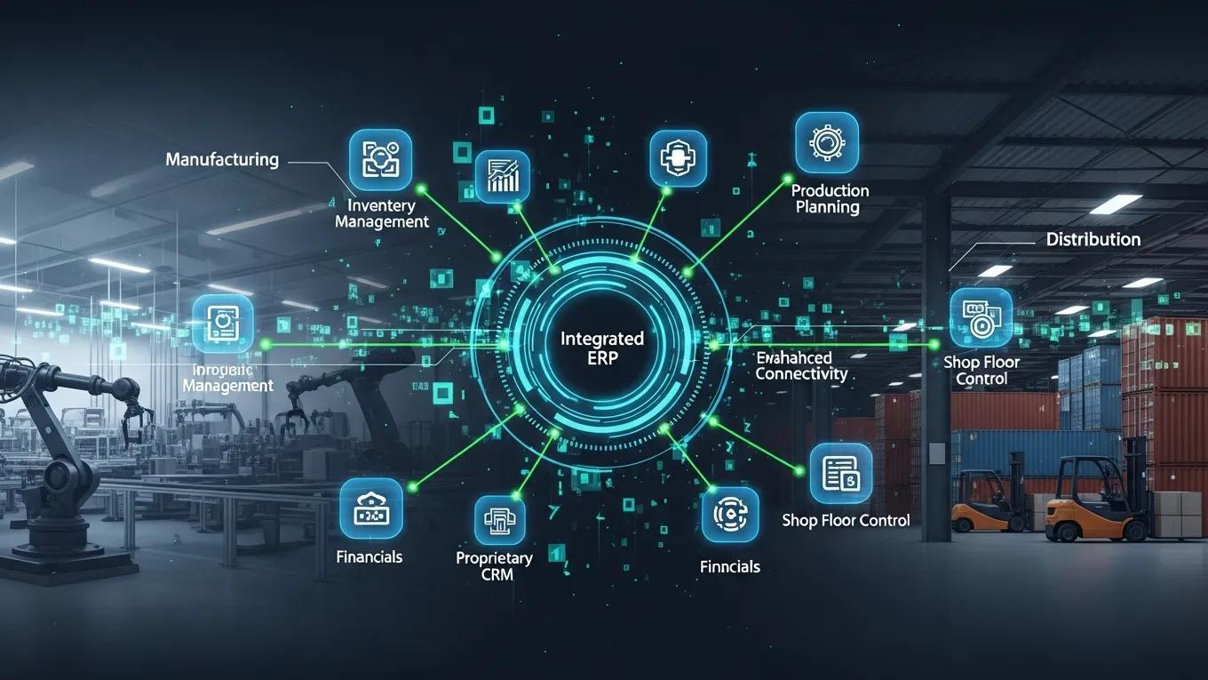 Visual representation of ERP integration with custom software solutions for seamless business operations